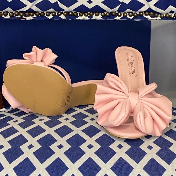 Pink big bow high heel mule sandals Cape Robbin Sz 10 - Picture 2 of 5
